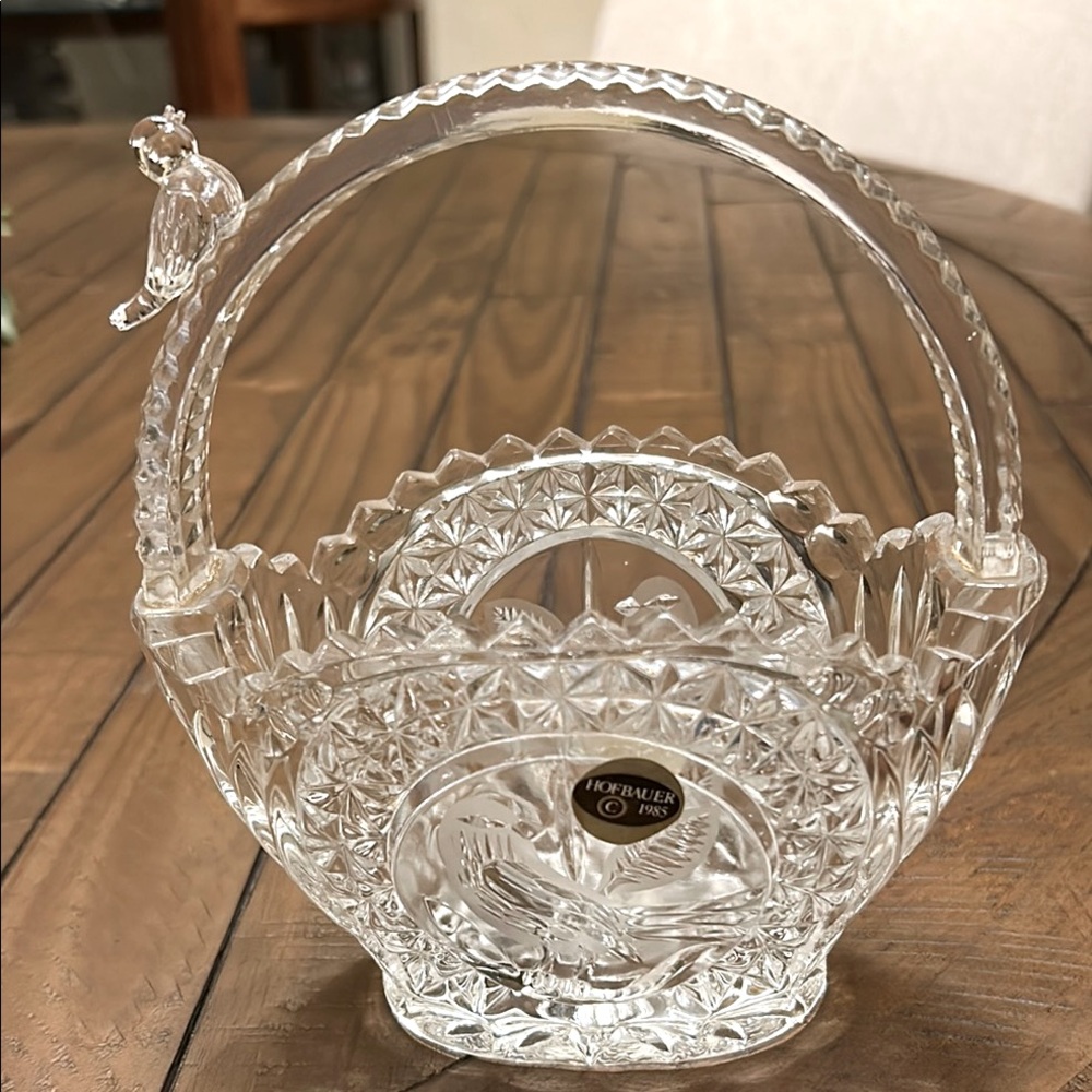 Vintage Crystal Basket Part of The Byrdes Collection Hofbauer Discontinued ci…